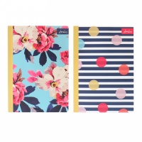 Set of 2 A5 Floral and Striped Print Notebooks By Joules